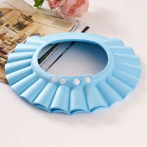     Blue Adjustable Kids Shower Cap for Bath Time New Eco-friendly Material Kids Shower Baby Bath Adjustable Size