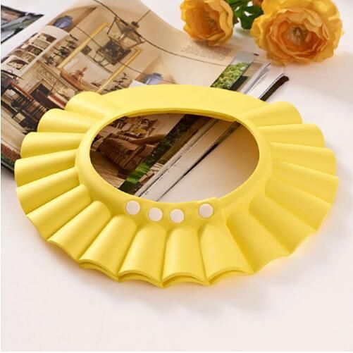 Yellow: Yellow Adjustable Kids Shower Cap for Bath Time New Eco-friendly Material Kids Shower Baby Bath Adjustable Size
