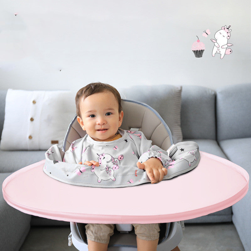     Pink Waterproof Baby Bib with Feeding Tray Bib Tray Baby Eat Dirty Mat Baby Eat Water-Proof Bib