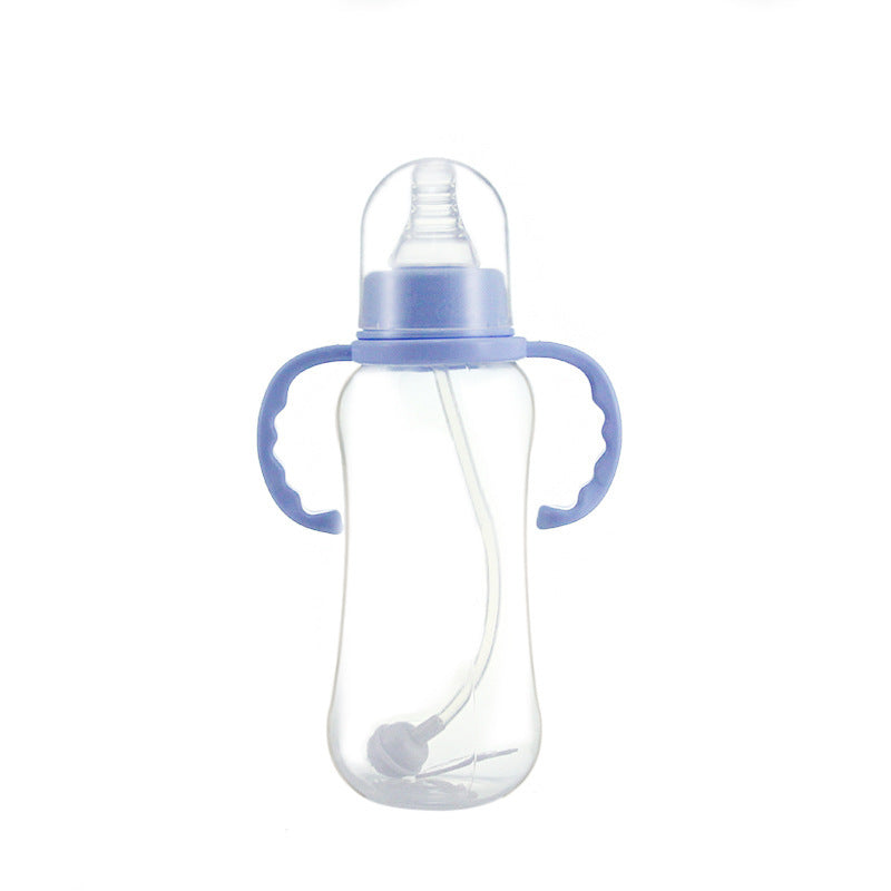     Blue Baby Feeding Bottle with Easy Grip Handles Children's Baby Standard Mouth Food Grade PP Feeding Bottle