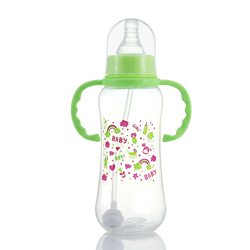     Green Baby Feeding Bottle with Easy Grip Handles Children's Baby Standard Mouth Food Grade PP Feeding Bottle